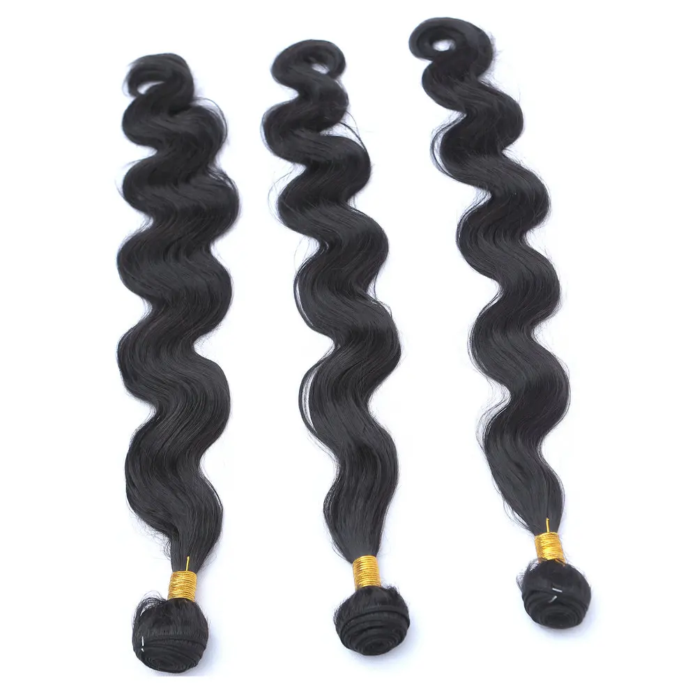 Soft Premium Heat Resistant Fiber Weave For White Women,Silk Natural Black Color Body Wave Longer Hair Bundle 100g 26