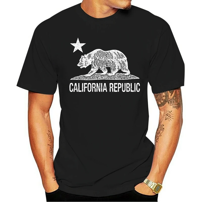 Калифорнийская Республика Медведь Cali звезда Винтаж футболка государственный