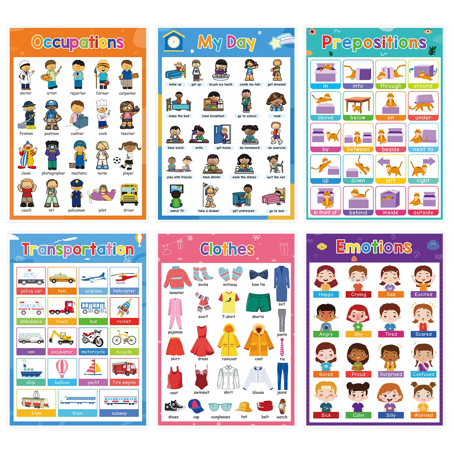 Englisch lernen Poster – Set Wörter Karteikarten Lehrmittel für Kinder ...