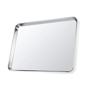 

LUDA Baking Sheet, Cookie Sheet Stainless Steel Toaster Oven Tray Pan Rectangle Easy Clean, Dishwasher Safe (12 Inch)