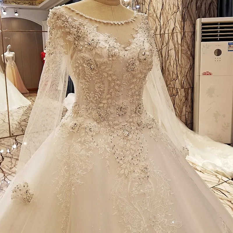 LS99064 элегантное кружевное свадебное платье бальное с кристаллами Свадебные