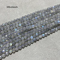 Natural 4mm A+ Labradorite Faceted Shinny Round Stone Loose Beads For Jewelry Making DIY Bracelets Necklace Strand Woman Gift 1