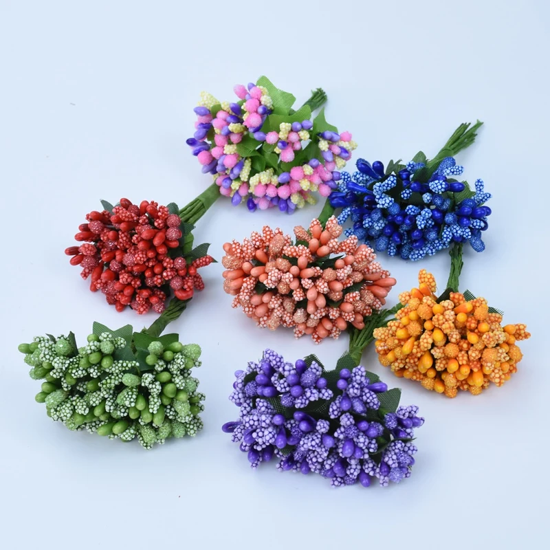 12 Pieces Stamen Diy Gifts Candy Box Home Decor Wedding Decorative Flowers Wreaths Christmas Crafts Artificial Flowers artificial flowers