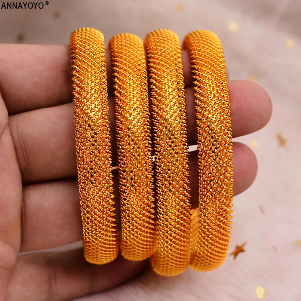 4pcs/Set 24K Dubai Gold Color Cuff Bangle For Women Ethiopian Jewelry bracelets African wedding jewelry For Bangles Party gifts bangle bracelet beaded bracelet