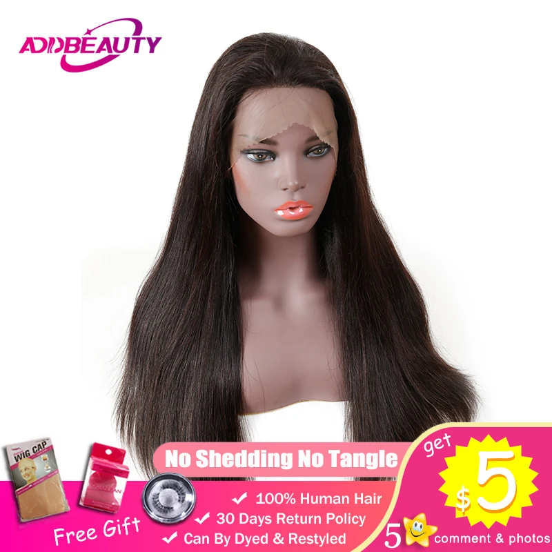 

Addbeauty Straight 360 Lace Frontal Wigs For Black Woman Pre Plucked Hairline 180% Density Brazilian Remy Human Hair Product