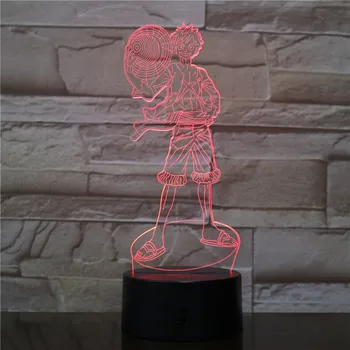 

LED 3D Lamp Illusion Touch Animation One Piece Role Luffy Night Light Auto Home Sleep Decoration USB Atmosphere Christmas Gifts