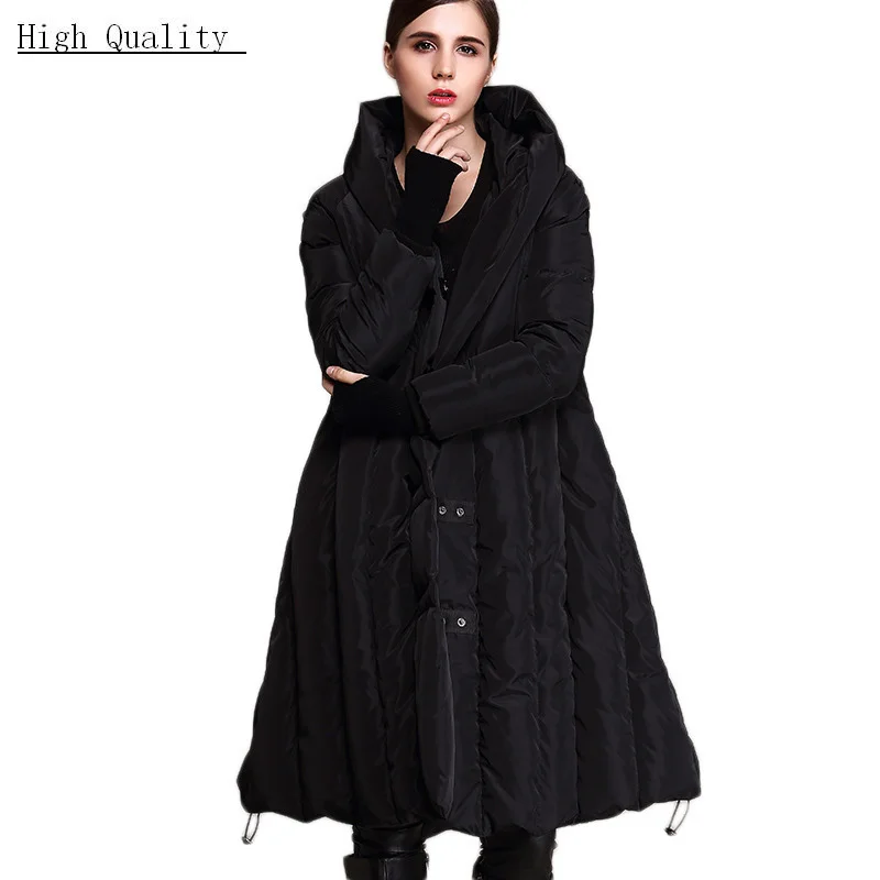 

2020 Brand Women Winter Warm Down Coat European Style 90% White Duck Down Jacket Thick Plus Size Loose Cloak Parkas HJ72