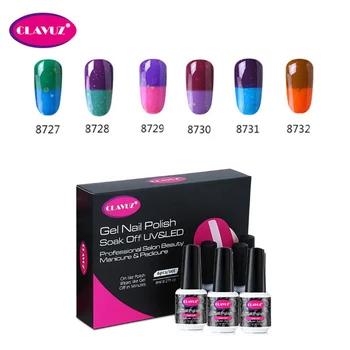 

CLAVUZ 8ML 6Pcs Set Cheese Chameleon Temperature Change Color Gel Polish Mood Color Changing DIY Nail Art UV Gel Polish Box Gift