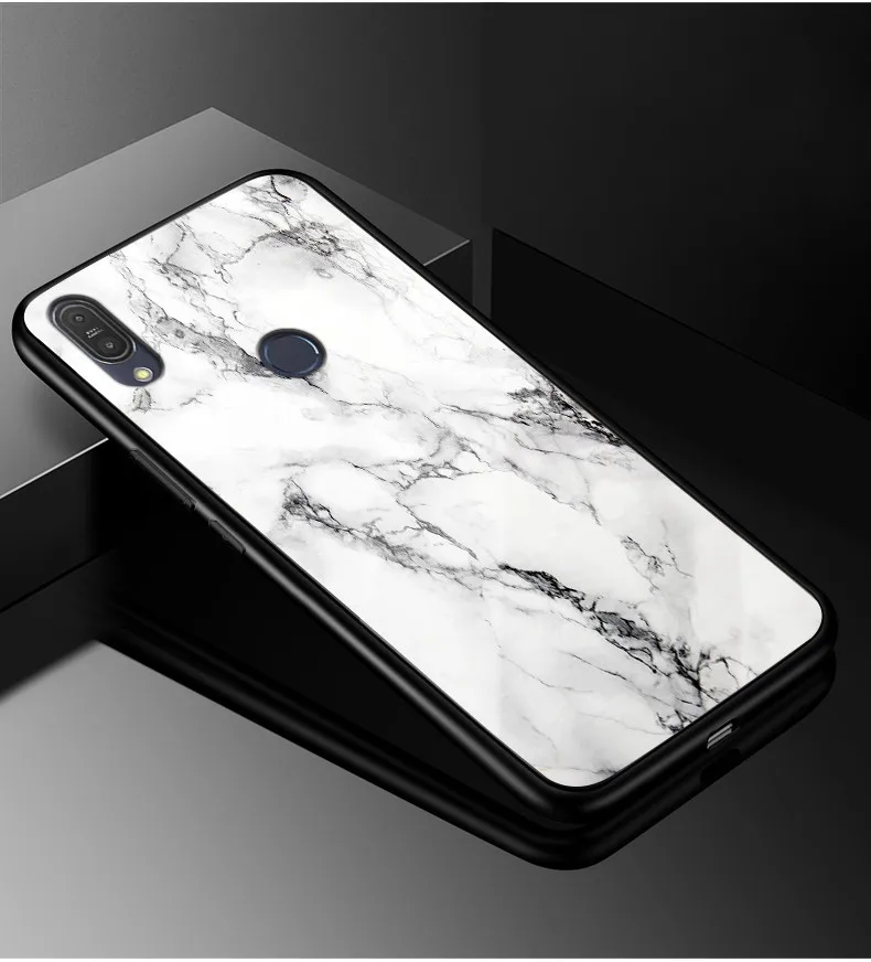 Для Asus Zenfone Max Pro M2 ZB631KL Чехол Жесткий PC стеклянный чехол для телефона черный TPU бампер чехол для Asus ZB631KL закаленное стекло - Цвет: 09