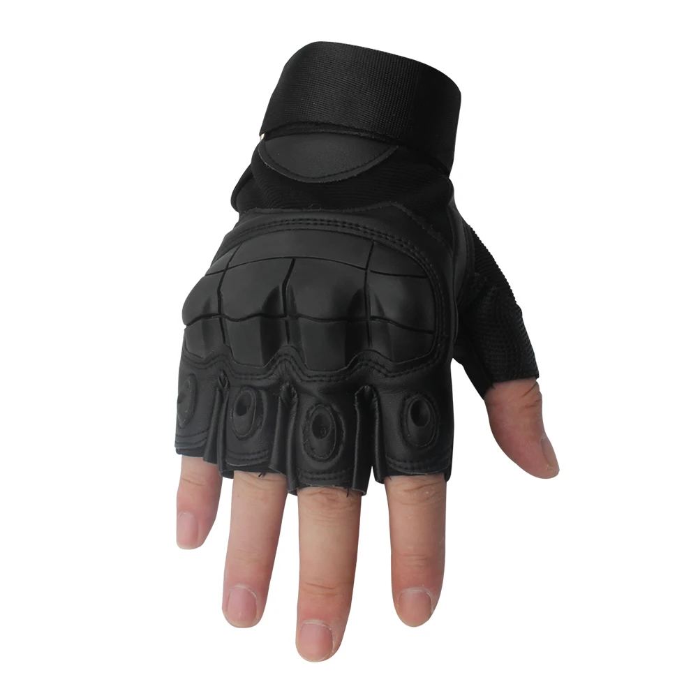 Кожаные перчатки для езды на мотоцикле с полупальцами, мужские зимние дышащие перчатки для мотокросса, мотокросса, скутера, байкера - Цвет: Black