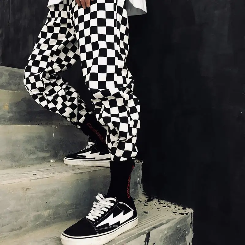 Pantaloni da jogging scozzesi neri bianchi pantaloni da uomo Hip Hop  pantaloni Casual a scacchi retrò donna Streetwear pantaloni alla moda con  cerniera alla caviglia uomo|Sweatpants| - AliExpress