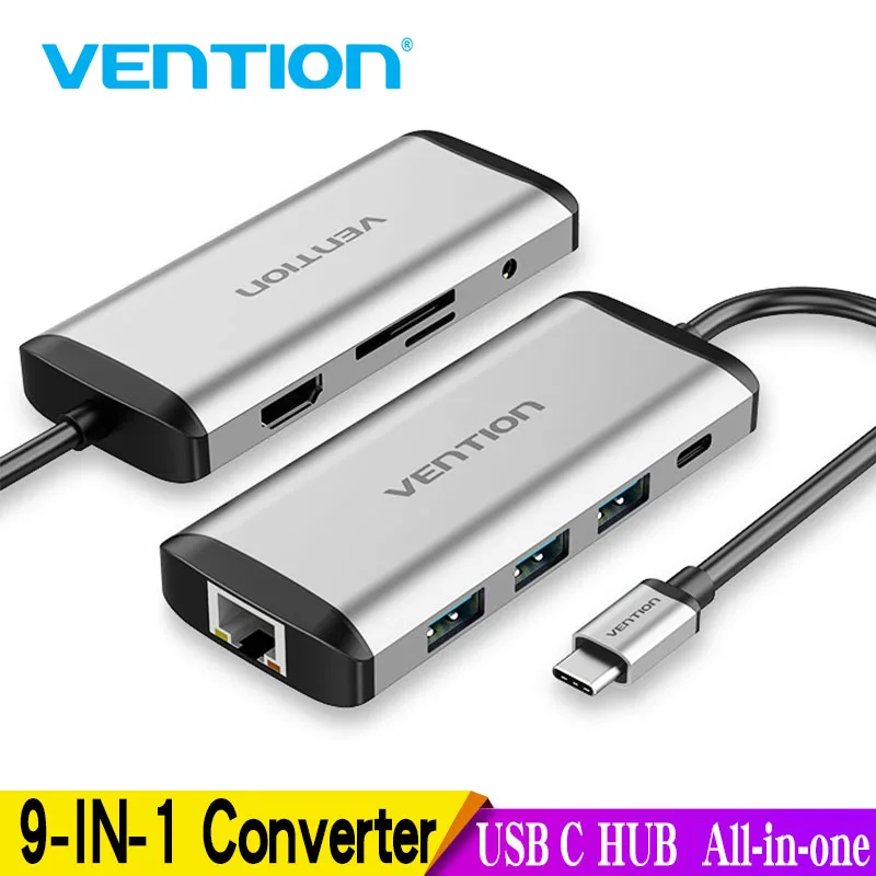 USB концентратор Vention типа C на 4K HDMI RJ45 VGA 3 0|USB-хабы| |