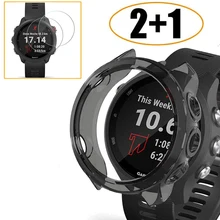 Защитный чехол 2-в-1 + Защита экрана для Garmin Forerunner 245 245, музыкальный Мягкий защитный чехол из ТПУ, защитная пленка из закаленного стекла