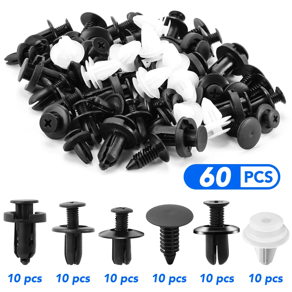 60pcs misto Auto Clip di fissaggio Push fermo perno rivetto per