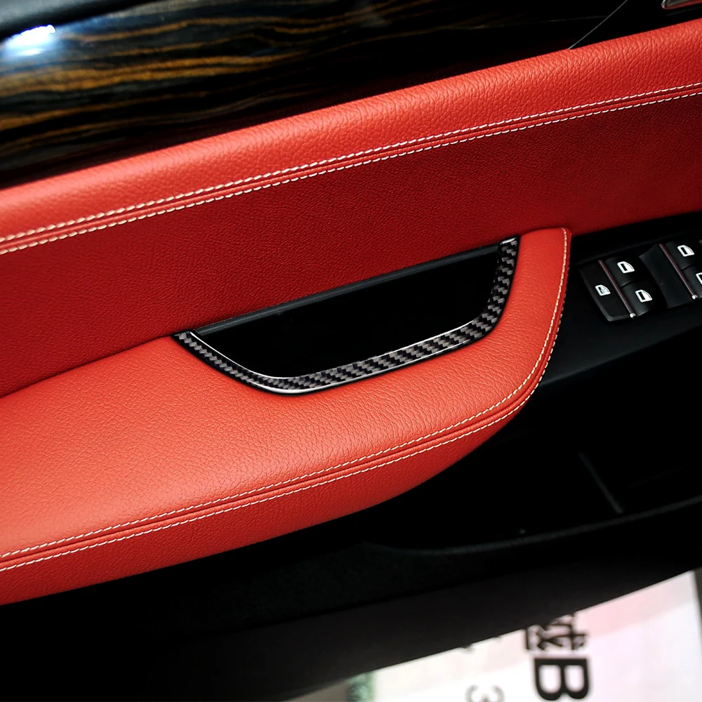 Углеродное волокно автомобильный салон, дверь, подлоктоник рамка коробки для хранения накладка Стикеры украшение Стилизация автомобиля для BMW X3 X4 F25 F26 11-17
