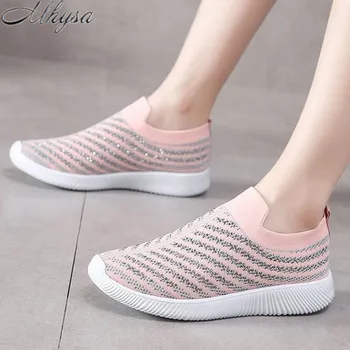 

2020 New Spring Light Women casual Shoes Breathable Mesh Women Flat Sneakers Slip On shoes Woman Plus Size 35-43 tenis feminino