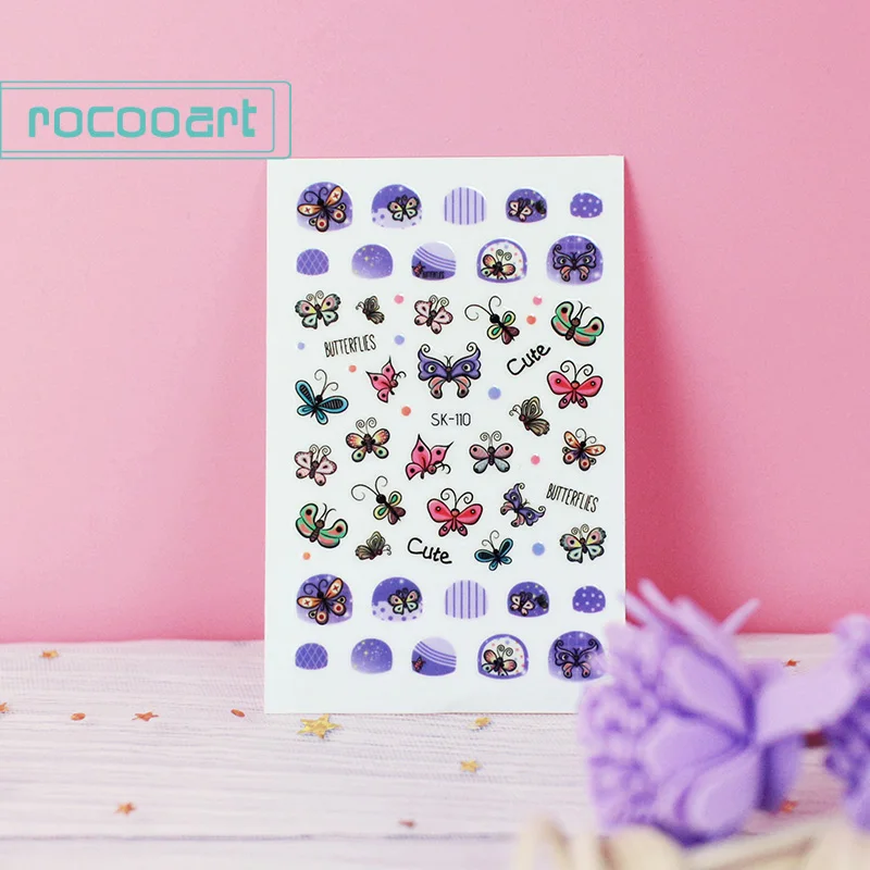 SK-110 Rocooart beauty, мультипликационный рисунок, детские наклейки для ногтей, клей, сделай сам, искусство для ногтей, тату, временно, наклейки для ногтей, Декор - Цвет: SK-110