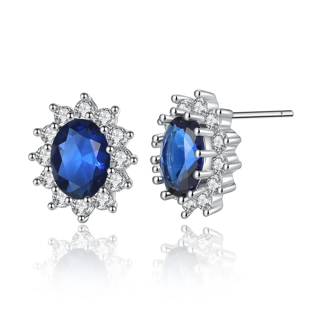 2020 new luxury blue color sunflower 925 sterling silver dubai for women lady anniversary gift jewelry wholesale christmas J5519 - Image 4