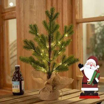 

Mini Christmas Tree With Wood Base Desktop Xmas Tree Decoration Small Christmas Tree Old Man Snowman Ornaments Christmas Desktop