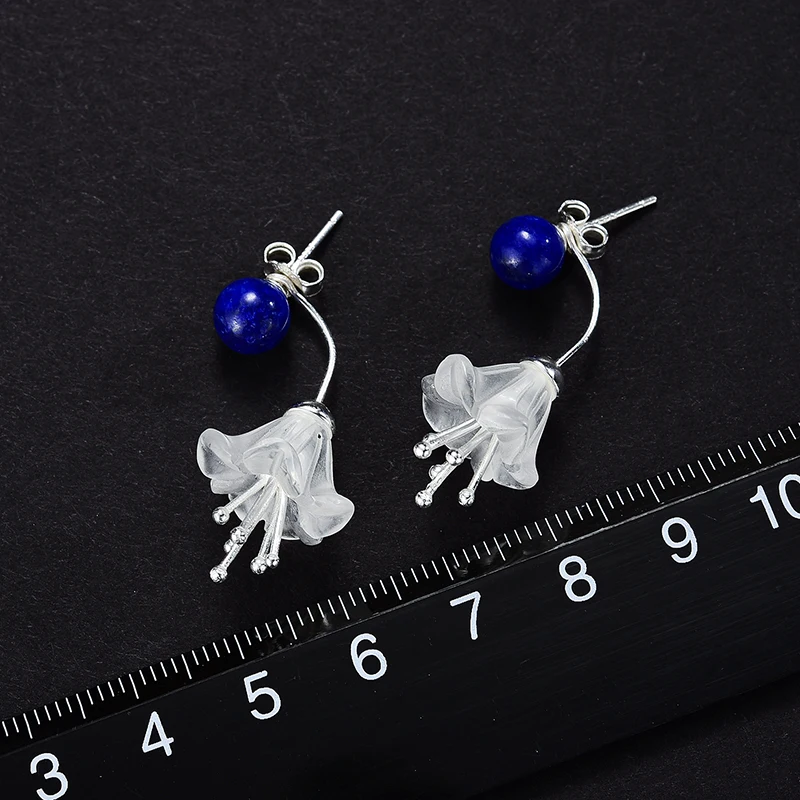 Lotus Fun Real 925 Sterling Silver Earrings Natural Crystal Handmade Fine Jewelry Fresh Flower Drop Earrings for Women Brincos - Image 4