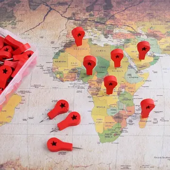 

80Pcs Map Markers Wooden Drawing Photo Wall Studs Cork Board Push Pins Thumbtack G92E