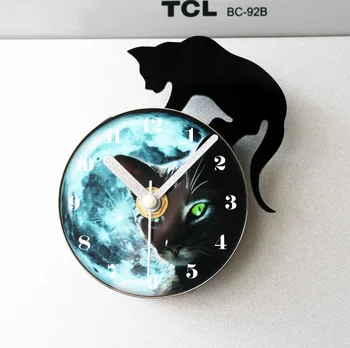 

The Night Cat Kitchen Clock RefrigErator Watch Mini Magnet Clocks