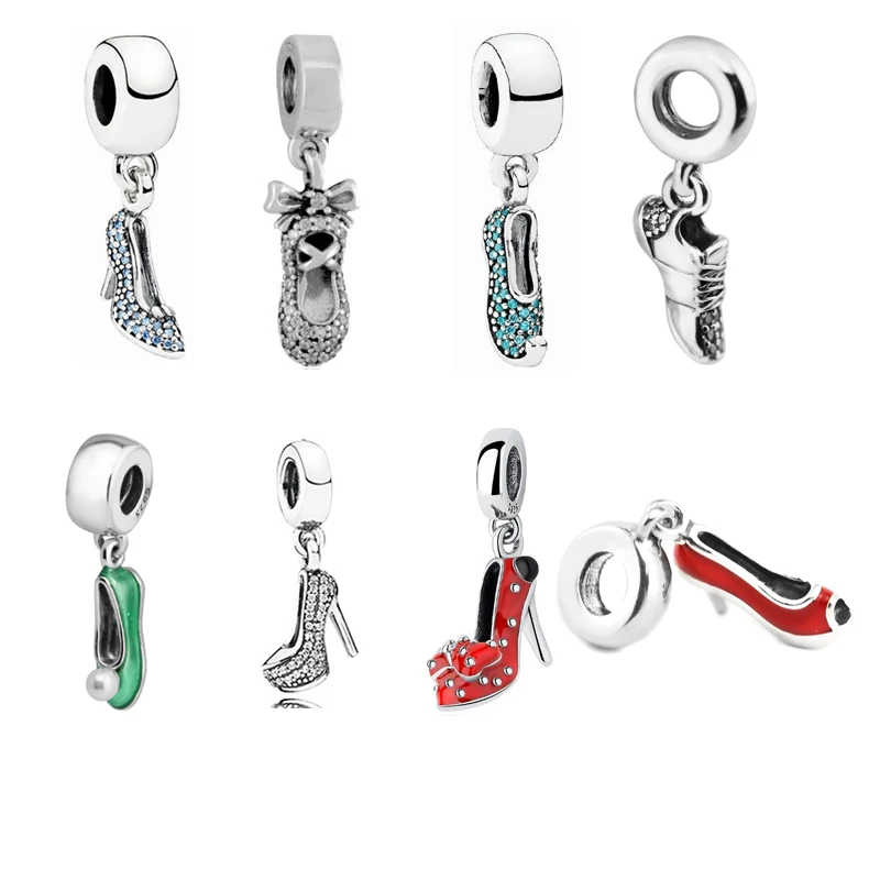 

Fit Pandora Charms Bracelet DIY Shoe Beads 100% 925 Sterling Silver Slipper Stiletto Charm for Jewelry Making free shipping