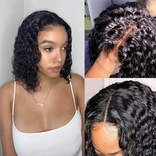 

14inch Short Bob Wigs 4x1 Lace Wig Brazilian Lace Front Wigs Human Hair Curly Bob Wigs For Black Women 180% Density Pre Plucked