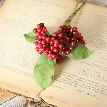 artificial berry green bean foam flowers home decor small fake flowers fruit branch decoration accessories