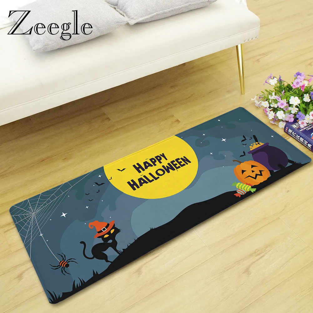 Zeegle Door Mat Long Carpet Halloween Living Room Rug Anti-slip Kitchen Carpet Children Room Floor Mat Absorbent Hallway Rug