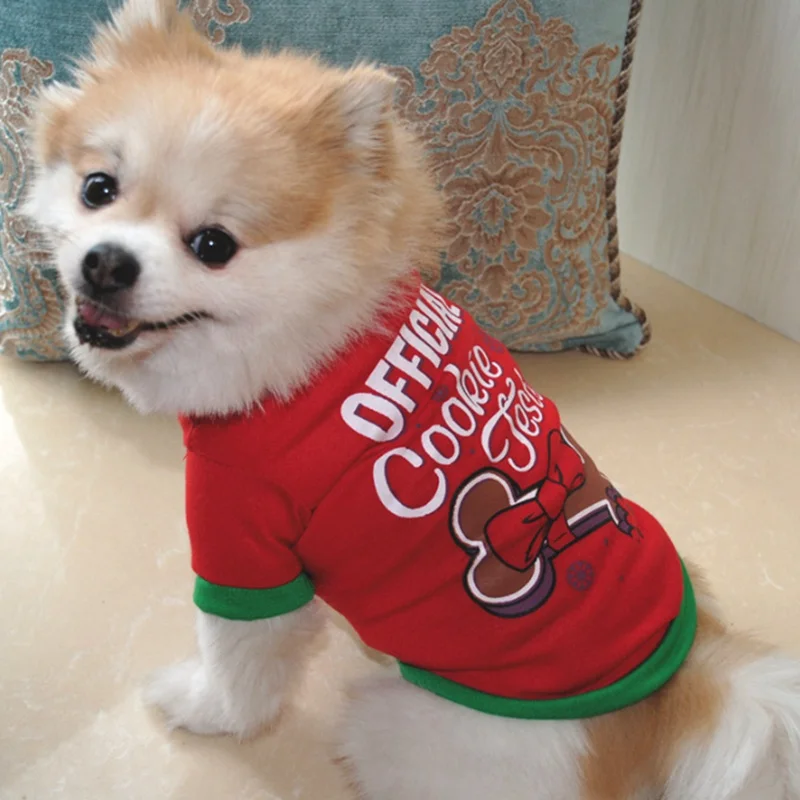 Уютная Рождественская Одежда для питомцев, собак, кошек, футболки, костюм для питомцев, хлопковая одежда для маленьких собак, чихуахуа, крутая одежда для щенков