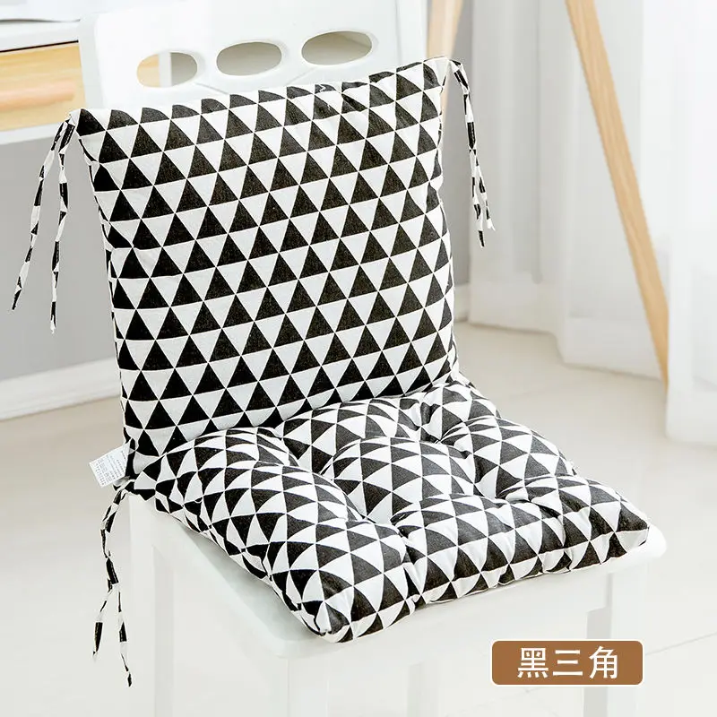 black triangle Conjoined Chair Cushion Back Cushion Office Chair Cushion Dining Chair Pad Zipper Splicing Conjoined Seat Pad Home Decor Pad - Цвет: black triangle