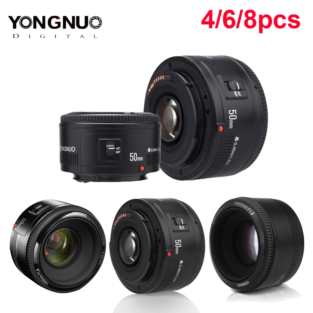 4 шт./6 шт./8 шт. объектив YONGNUO YN 50 мм f1.8 YN EF 50 мм YN 50 диафрагма AF объектив для Canon EOS 60D 70D 5D2 5D3 600d камера дропшиппинг