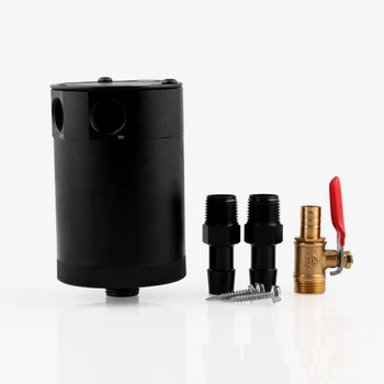 

Oil Catch Can Tank Car 2-Port Baffled Reservoir with Drain Valve Breather Cylinder Filter Kit Two hole breathable fuel tank