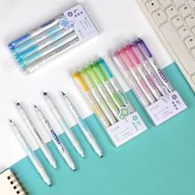 5 pçs/set colorido cabeça dupla redonda dot escova caneta cor sólida gradiente aquarela caneta pintura marcador acessórios suprimentos