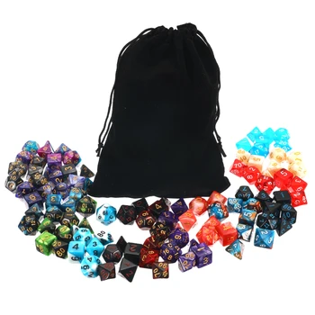 

105 pcs/set of multi-sided dice D4 D6 D8 D10 D12 D20 side cube board game leisure dice toy table game with storage bag