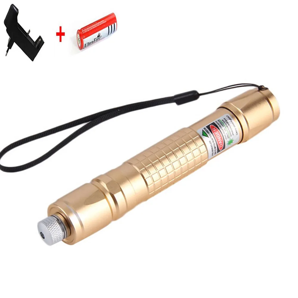 Gold laser B Высокая Мощная зеленая лазерная указка 5 МВт Лазеры прицел лазер ручка горящая спичка с лазерами+ аккумулятор 8650+ зарядное устройство+ коробка - Цвет: Gold laser B