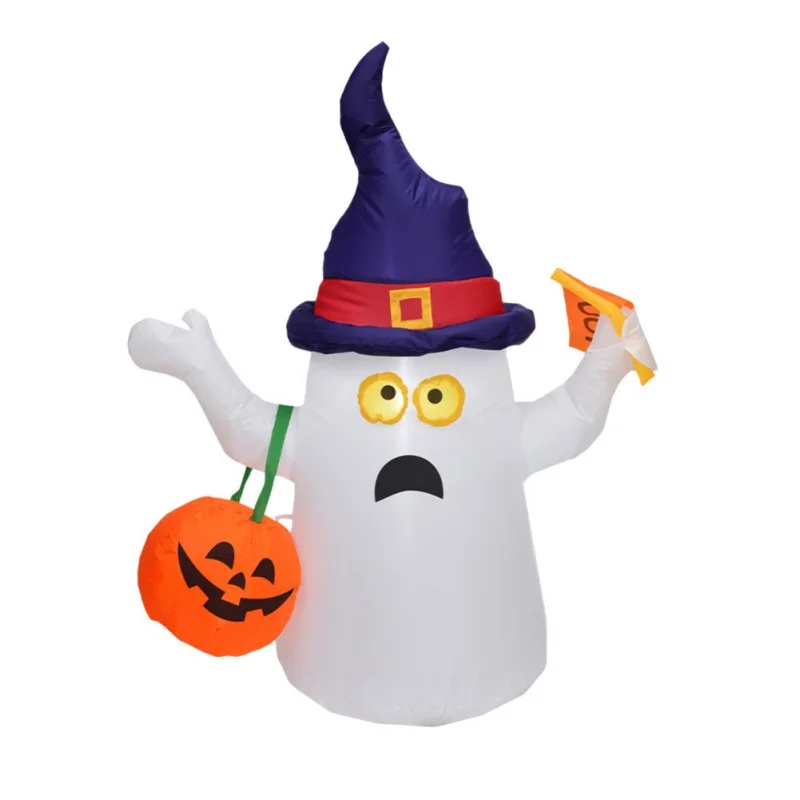 

New 1.5M Tall Ghost And Pumpkin Inflatable Halloween Decoration With LED Lights And Fan For Outdoor Indoor Home Garden Yard