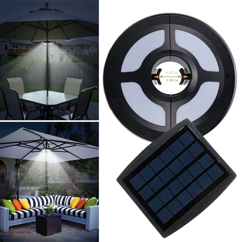 Hot LED Solar Umbrella Lights Outdoor Patio Lamp for Camping Tent Vacation Support USB Charging VJ-Drop |