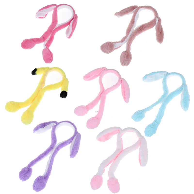 Милая шапка с заячьими ушами повязка на голову может перемещаться милая плюшевый