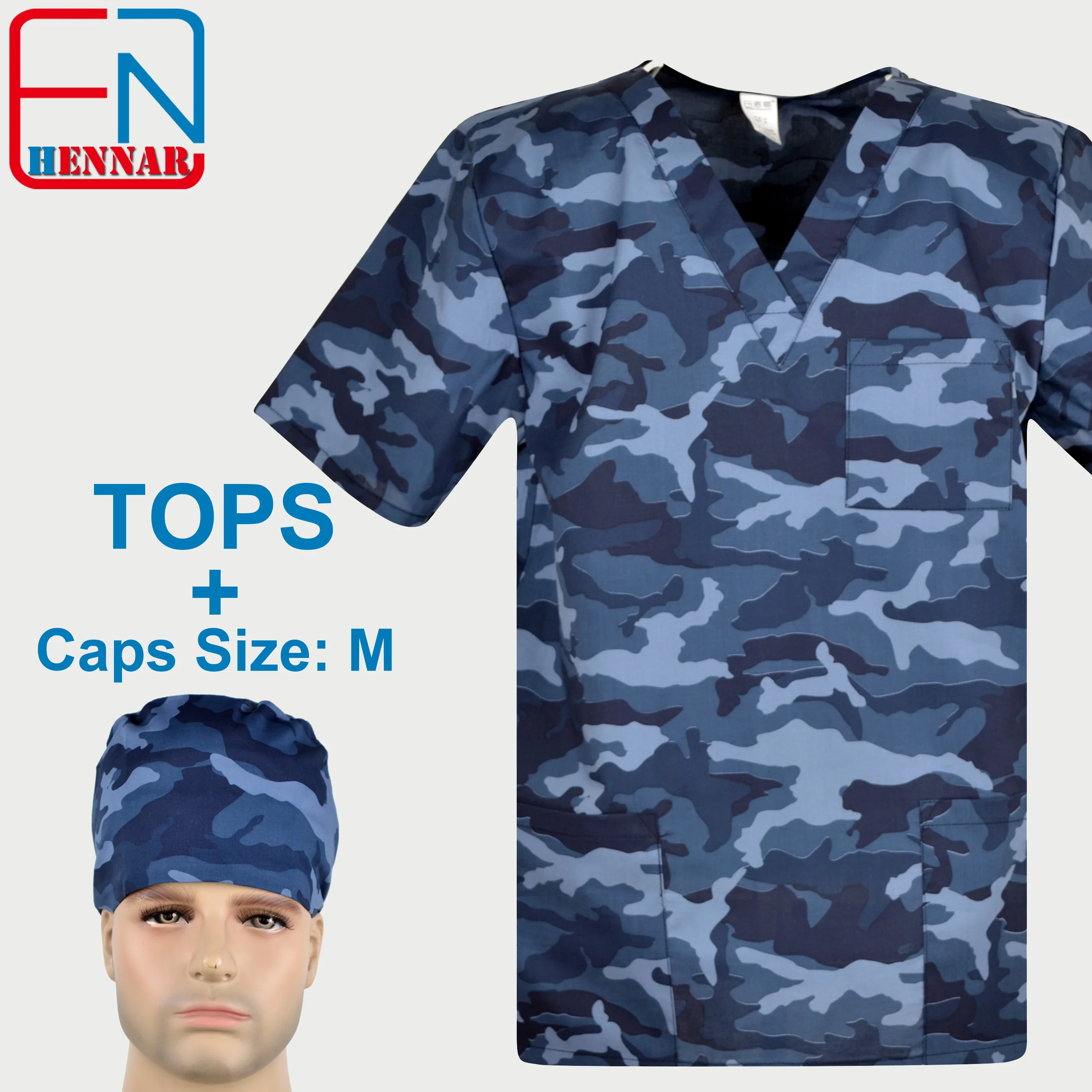

NEW 1908 Hennar Brand men medical scrub top 100% cotton Medical uniforms