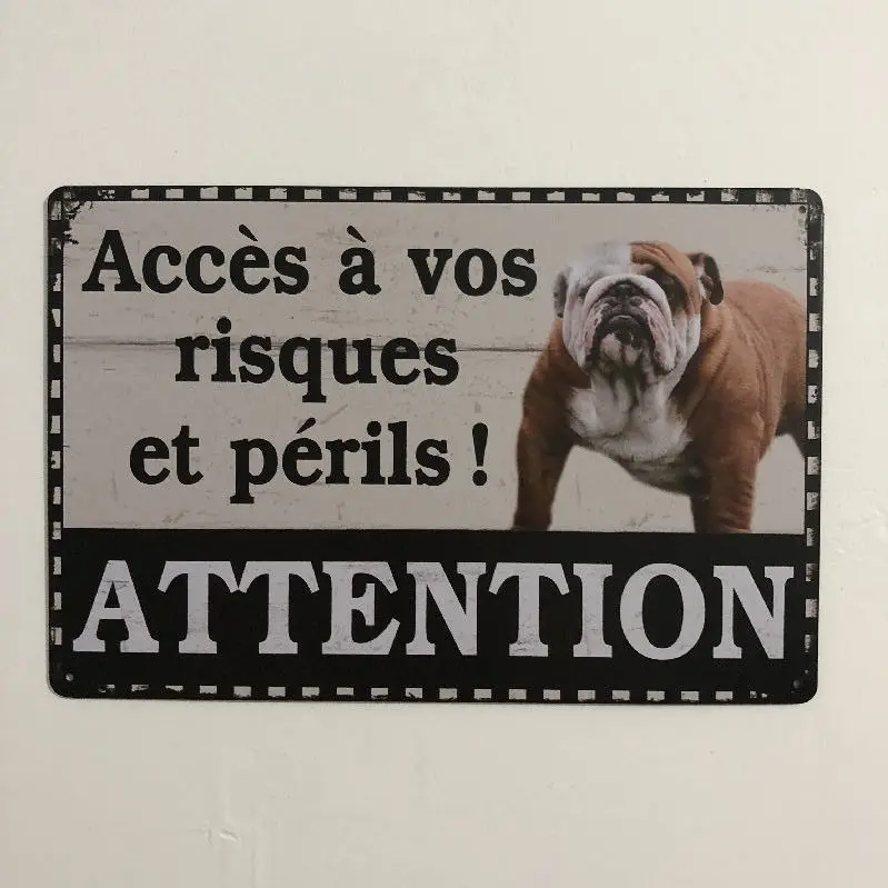 [Luckyaboy] Vintage Home Decor Dog Paris Attention Drink Car Metal Tin Signs Wall Art Painting Poster Bar Cafe Garage Decor