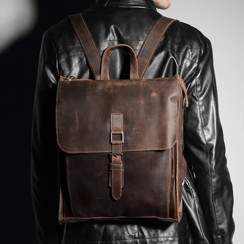 

MISFITS 2020 Luxury Business men's leather computer bag High Quality Large Capacity casual Genuine Leather backpack Mochilas
