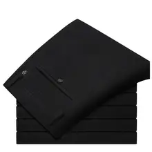 Осенне-зимний костюм, брюки, новые мужские вечерние костюмы, мужские повседневные брюки, эластичные классические брюки, мужские тонкие брюки средней длины