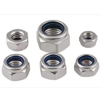 

304（A2） Stainless M3 M4 M5 M6 M8 M10 M12 Nylon Insert Lock Nut Nyloc Nuts standard metric coarse