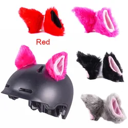2Pcs Car Motorcycle Helmet Cute Plush Cat Ears Motocross Full Face Off Road Helmet Deco Accessories Sticker Cosplay Auto Styling