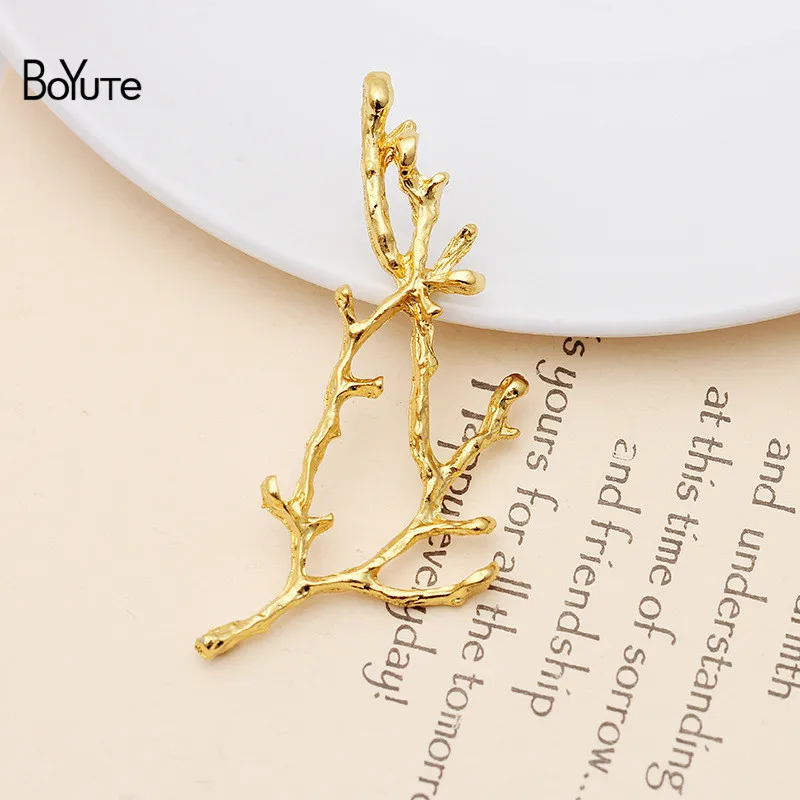 BoYuTe(20 Pieces/Lot) Metal Alloy 40*34MM Maple Leaf Materials Vintage Hand Made Diy Jewelry Accessories Wholesale - Цвет: Gold-20.5x60.5MM