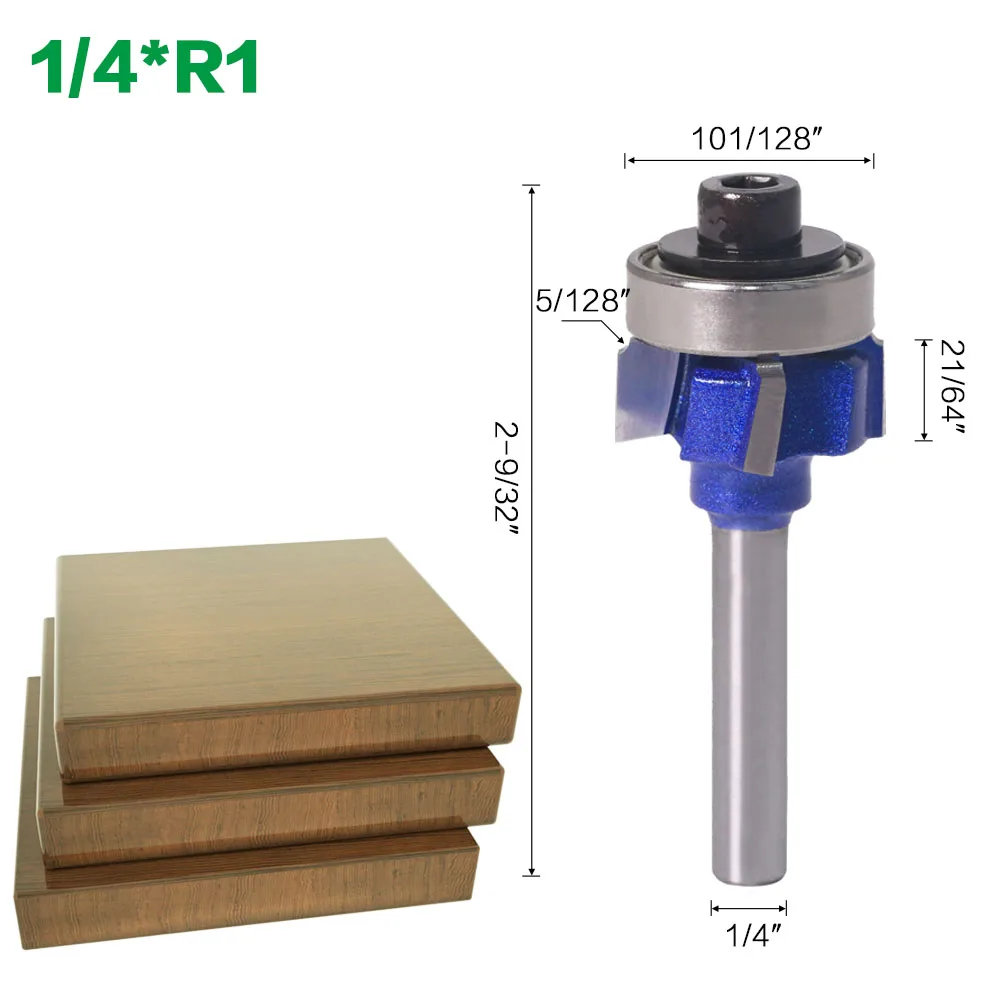 1 шт. 6,35 мм хвостовик фреза R1/R2/R3 деревообрабатывающий фреза 4 зуба Обрезной нож кромка триммер фреза Деревообработка - Длина режущей кромки: NO1