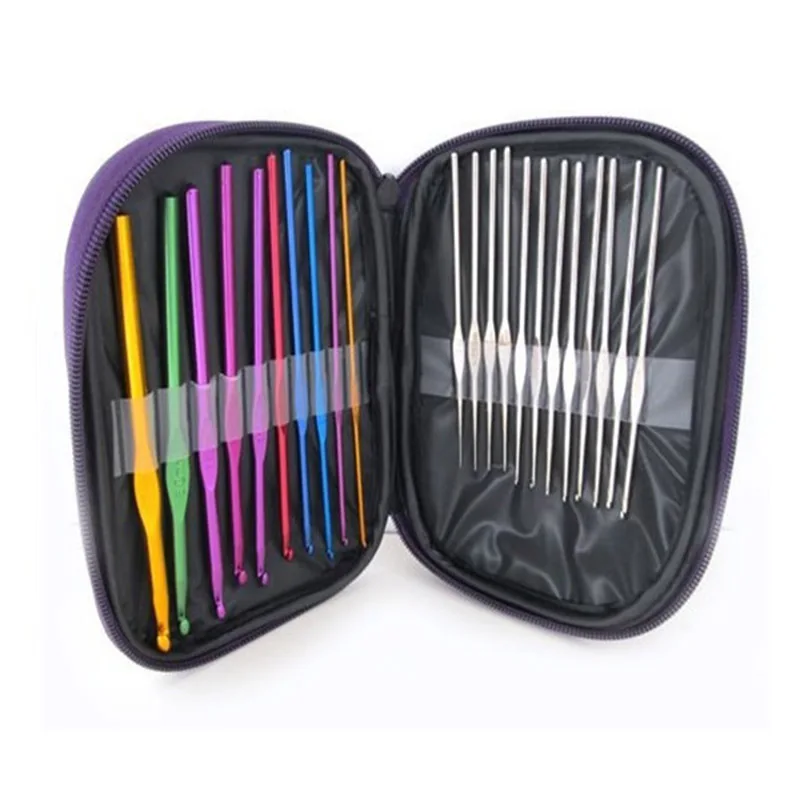 

22Pcs/Set Multi-colour Aluminum Crochet Hooks Needles Knit Weave Craft Yarn Sewing Tools Crochet Hooks Sweater needle