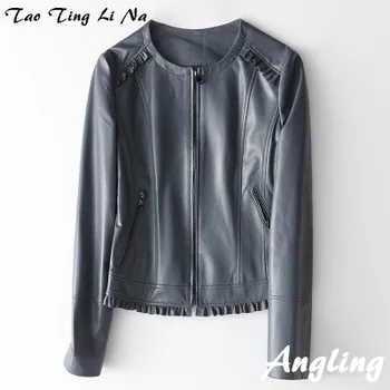 

2020 Women Spring Genuine Real Sheep Leather Jacket H32